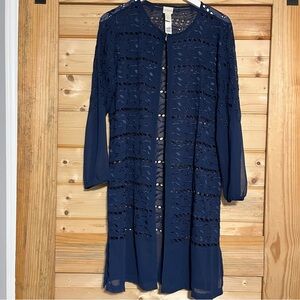 Chico's Deep Blue Lace Cardigan